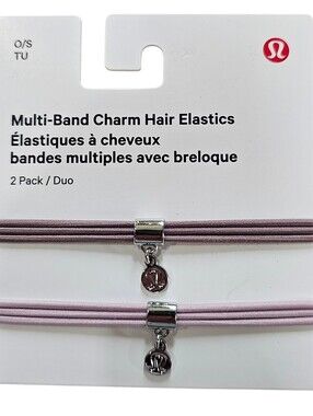 Lululemon Multi-Band Charm Hair Elastics - Dusty Rose 2 Pack, New